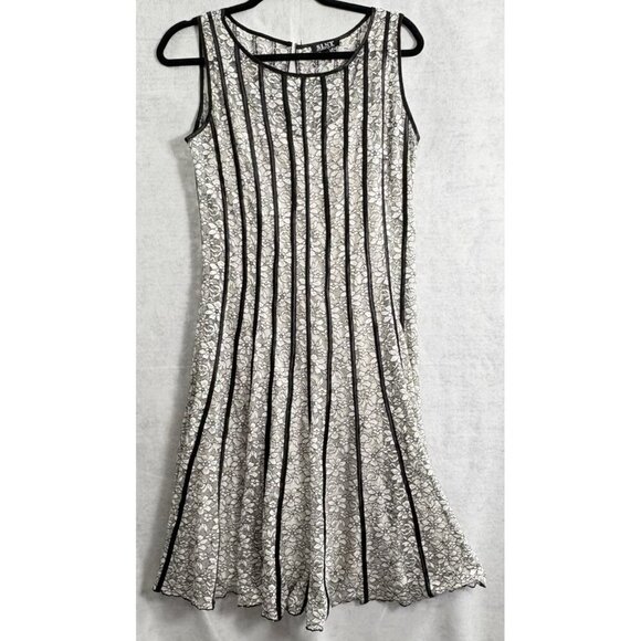 SLNY Women Dress Size 8 Black White Lace Overlay Sheath Elegant Party Event 29-1 - Picture 1 of 12